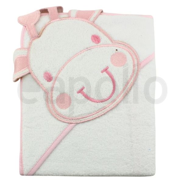 Baby 3D Hooded Towel Giraffe Design - Pink