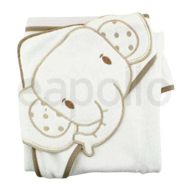 Baby 3D Hooded Towel Elephant Design - Taupe 
