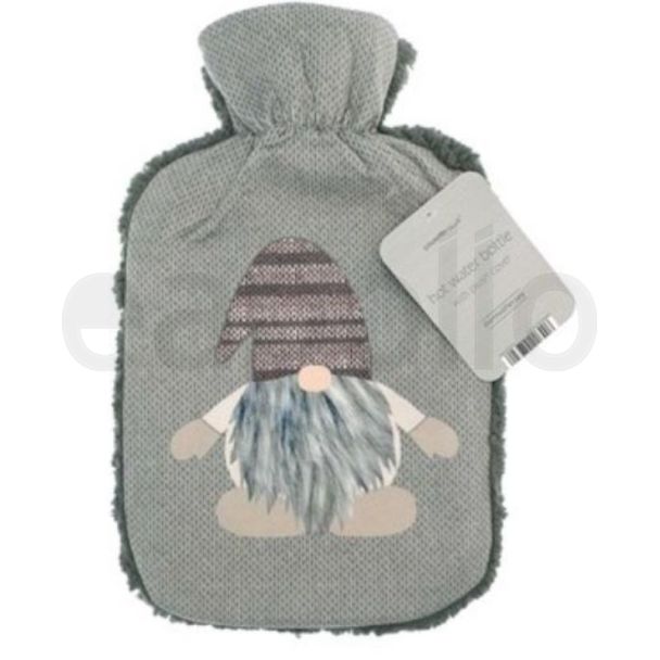 Plush Sherpa Reversible Hot Water Bottle with Skandi Gonk Print