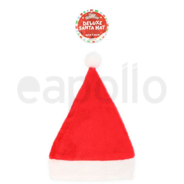 Deluxe Adult Santa Hat with Plush Bobble