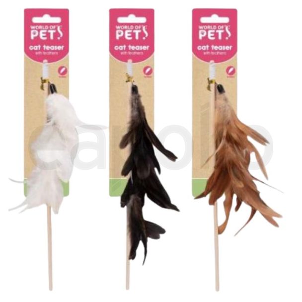 Natural Feather Cat Wand – Assorted