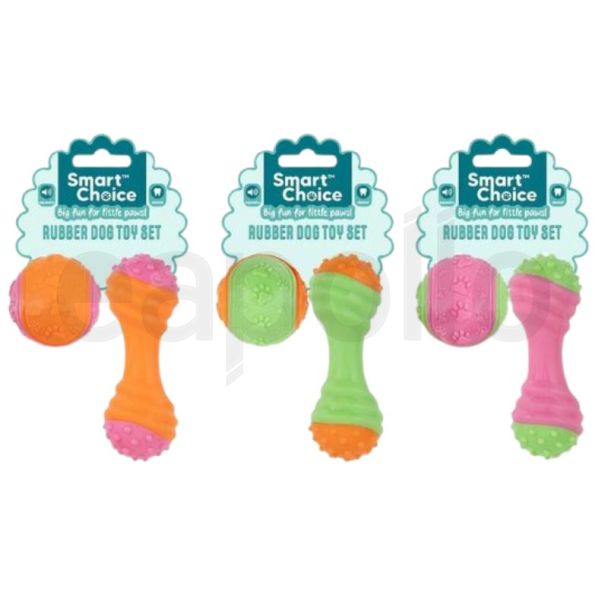 Small Dog/Puppy Squeaky Rubber Toy 2 Pack – Assorted