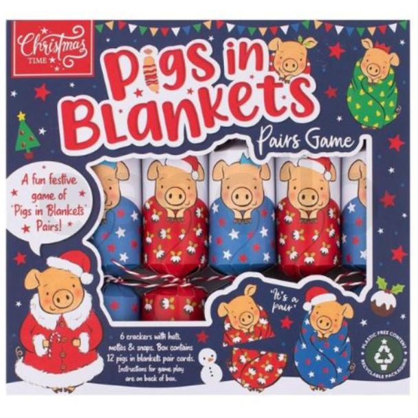 Christmas Pigs in Blankets Game Crackers – Box of 6 (9")