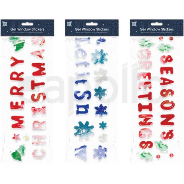 Large Festive Gel Window Sticker Sheets – Assorted