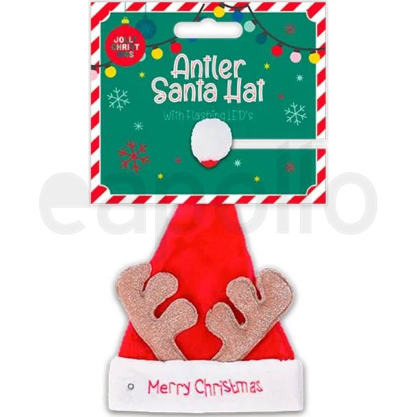 Flashing Antler Santa Hat with LED Lights