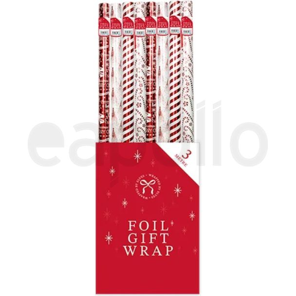 Christmas Foil Wrapping Paper Rolls 3m – Assorted Designs