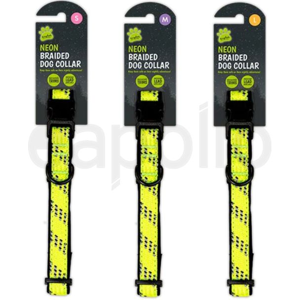 Neon Braided Dog Collar – Assorted Sizes