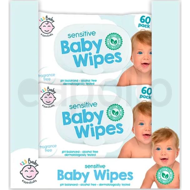 Sensitive Fragrance Free Baby Wipes – Pack of 60