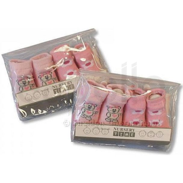 Cotton Blend Baby Girls Socks - Assorted Pink Designs