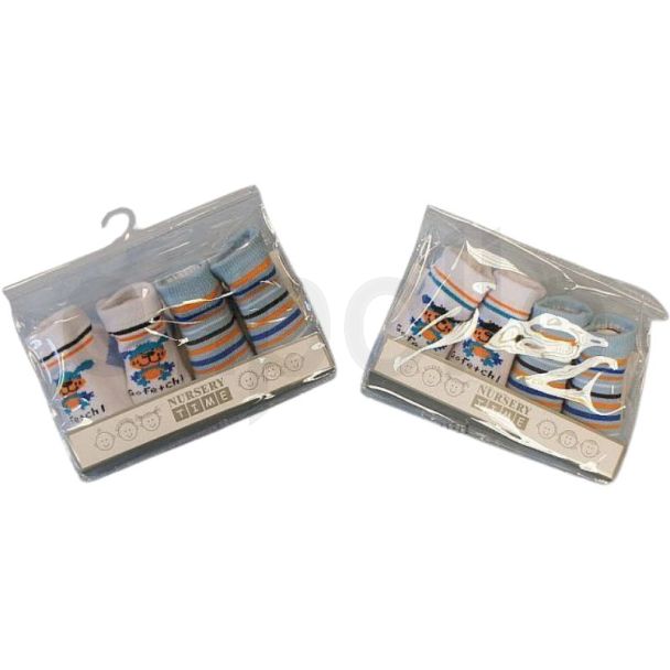 Cotton Blend Baby Boys Socks - Assorted Blue Designs