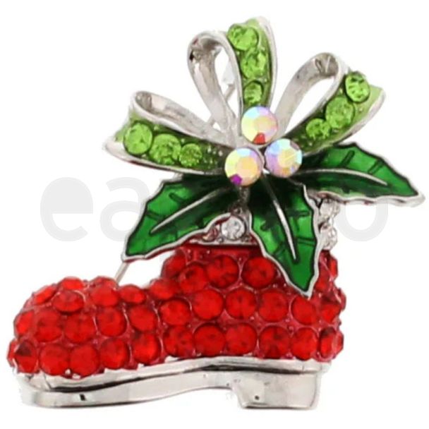 Christmas Ice Skate Brooch with Festive Detailing – (4x4cm)
