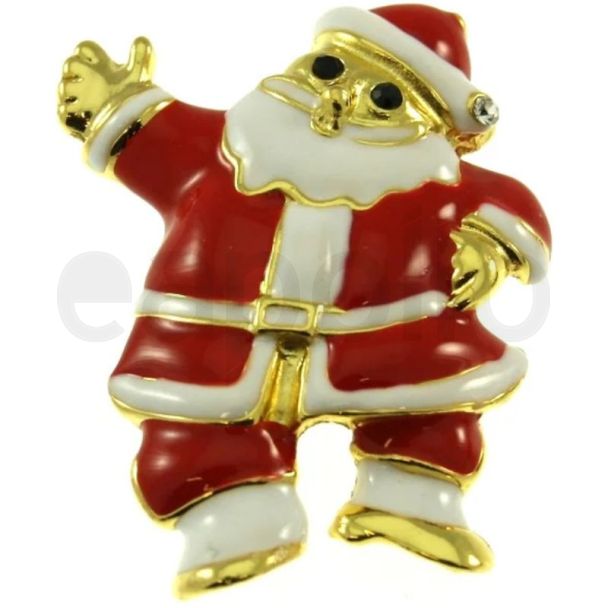Santa Claus Stocking Brooch with Festive Detailing – (6x5cm)