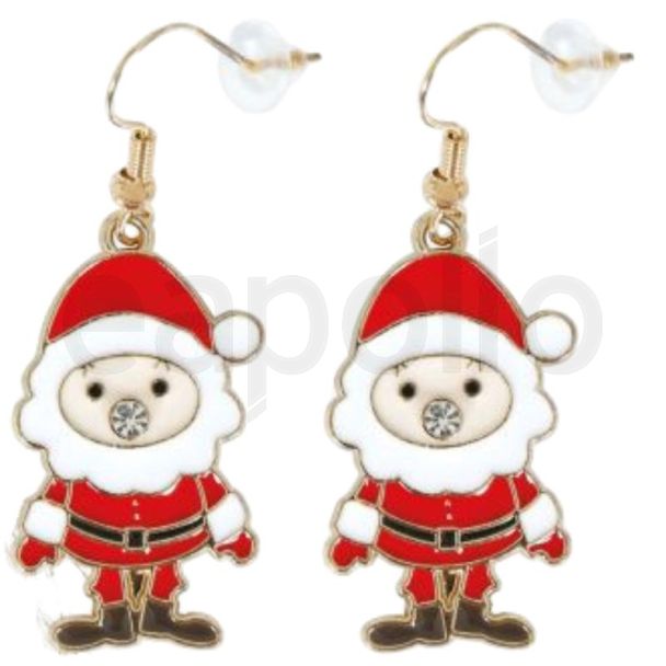 Santa Claus Metal Earrings — Red