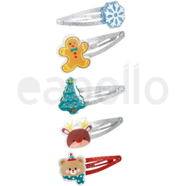 Set of 6 Christmas Hair Clips — Assorted
