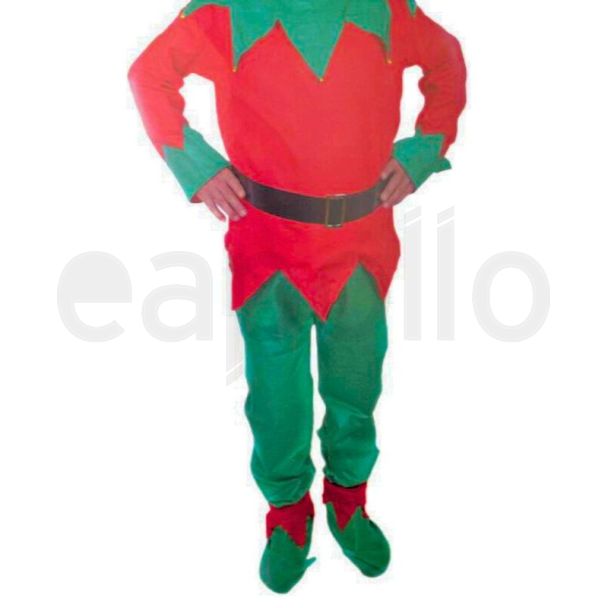 Men's Elf Costume with Jacket, Hat, Trousers, Shoes & Belt