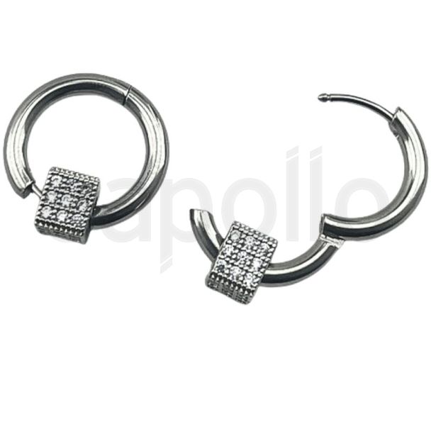 Huggie Earrings with Movable Cube Charm - (17mm)