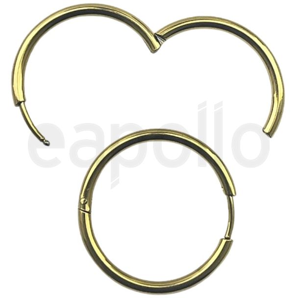 Gold Hoop Earrings with Hinged Closure - (24mm)