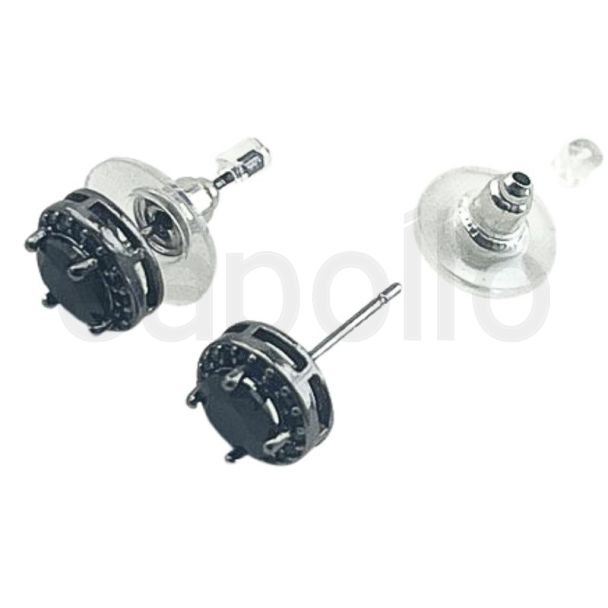 Stud Earrings with Black Stone