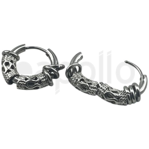 Silver Huggie Earrings with Four Small Circles
