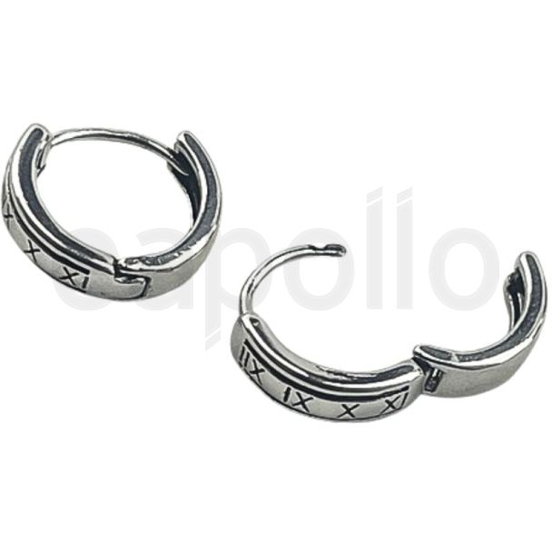 Huggie Earrings with Roman Numerals on Outer Circle