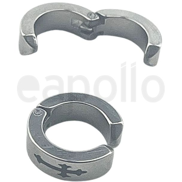 Hinged Huggie Hoop Earrings with Black Cross Detail