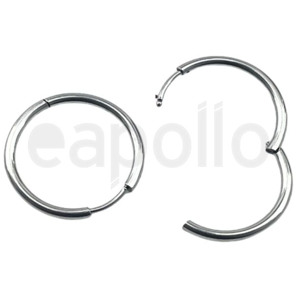Silver Hoop Earrings with Hinged Closure - (24mm)