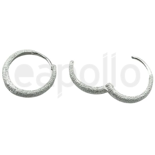 Silver Textured Hoop Earrings with Hinged Closure