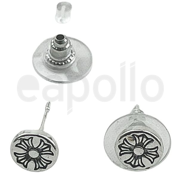 Cross Circle Stud Earrings with Push-Back Closure