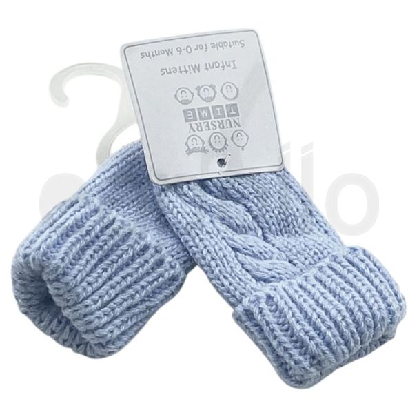 Soft Knitted Baby Mittens - Sky Blue