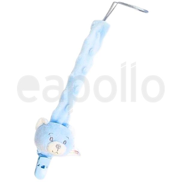 Soft Teddy Design Dummy Clip – Sky Blue