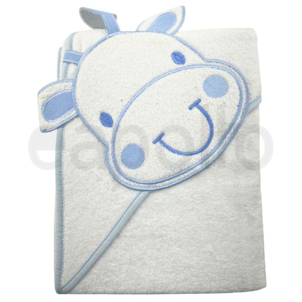 Baby 3D Hooded Towel Giraffe Design - Sky Blue