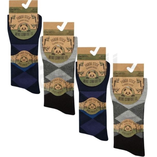Men's Panda Stick Bamboo Comfort Fit Argyle Socks (3 Pack)