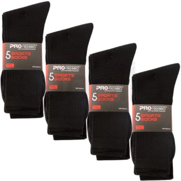 Men's Pro-Tonic Active Sportswear Black Sport Socks