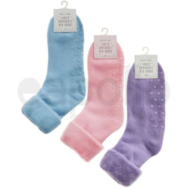 Ladies Forever Dreaming Collection Plain Bed Socks with Grip - Assorted