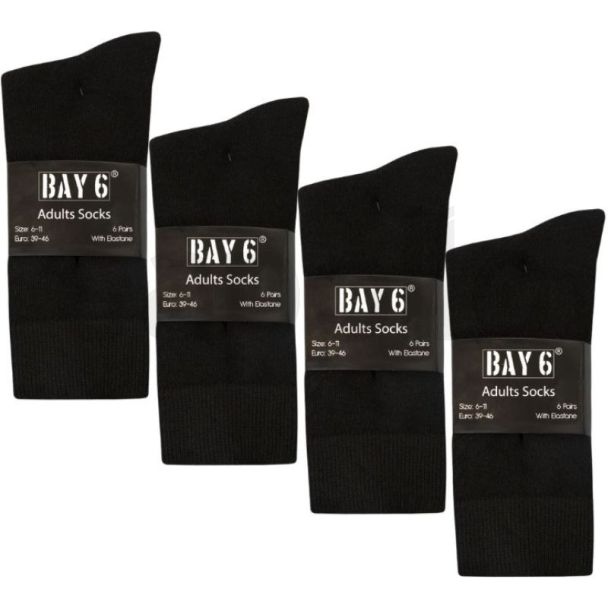 Ladies Bay 6 Ankle Socks (6 Pack) – Black