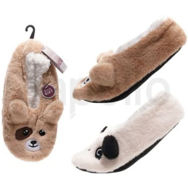 Ladies Furry Animal Design Slipper Socks with Grip Sole – Assorted