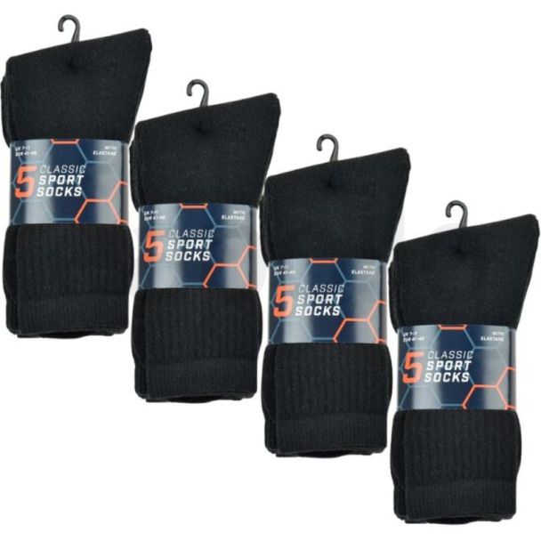 Men's Sports Socks (5 Pack) - Black