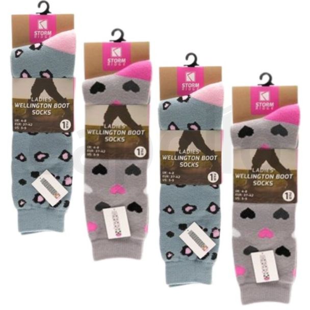 Ladies Novelty Wellington Boot Socks (1 Pair) - Assorted