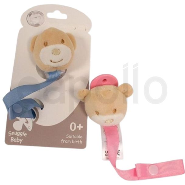 Soft Baby Bear Dummy Clip - Assorted Colours