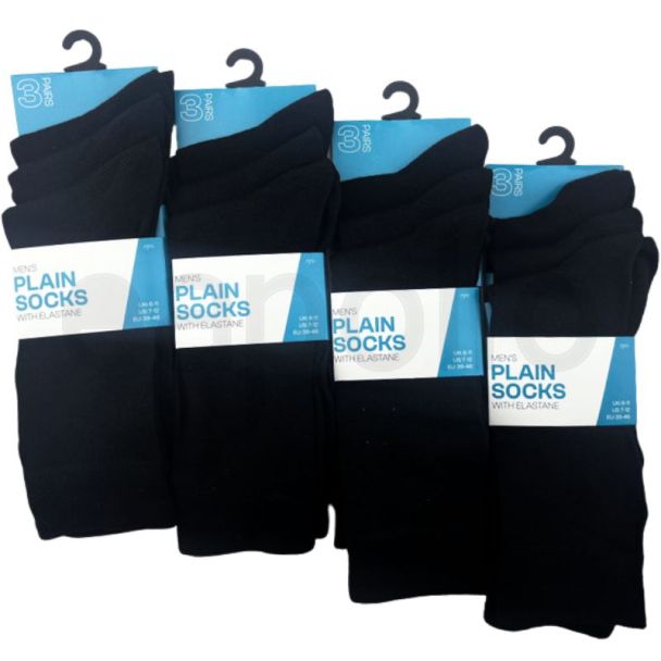Men's Black Plain Socks (3 Pair Pack)