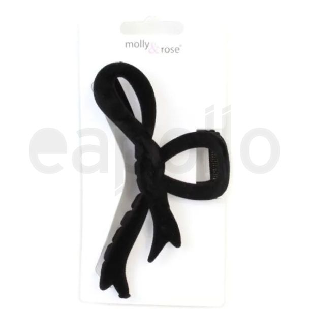 Flocked Velvet Black Bow Clamp (12cm)