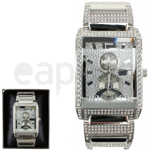 Wholesale Men's NY London Rectangular Watch - Silver