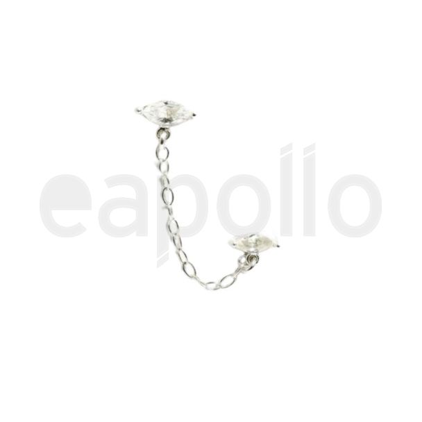 Sterling Silver Double Marquis Stud With Chain