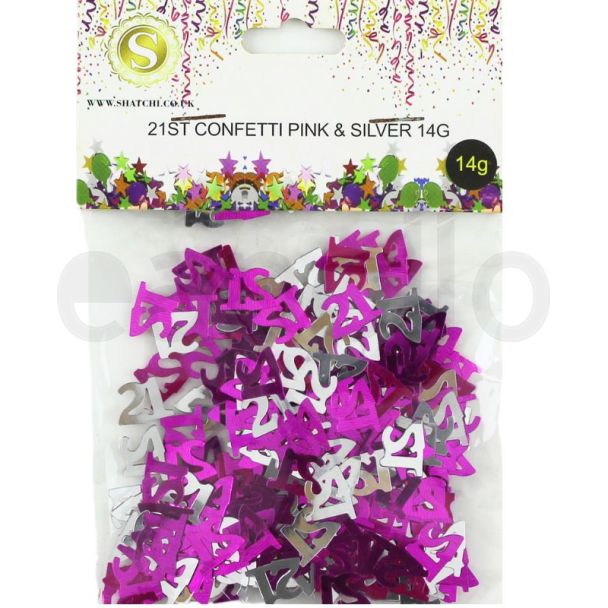 "21st" Birthday Pink & Silver Confetti (14g)