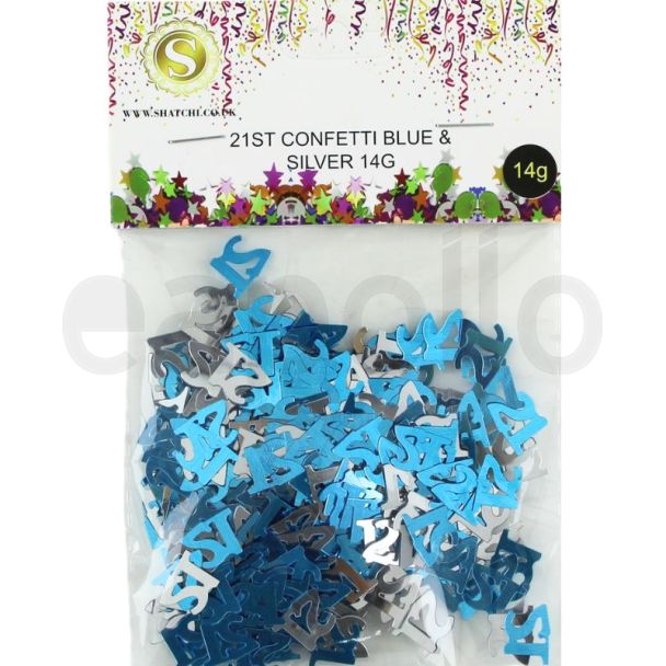 "21st" Birthday Blue & Silver Confetti (14g)