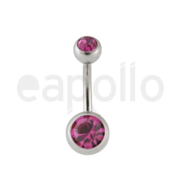 Diamante Belly Bar - Fuchsia 