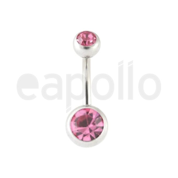 Diamante Belly Bar - Rose 