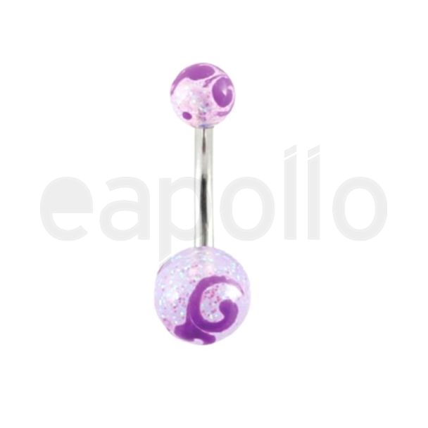 Painted Swirl Belly Bar - Purple 