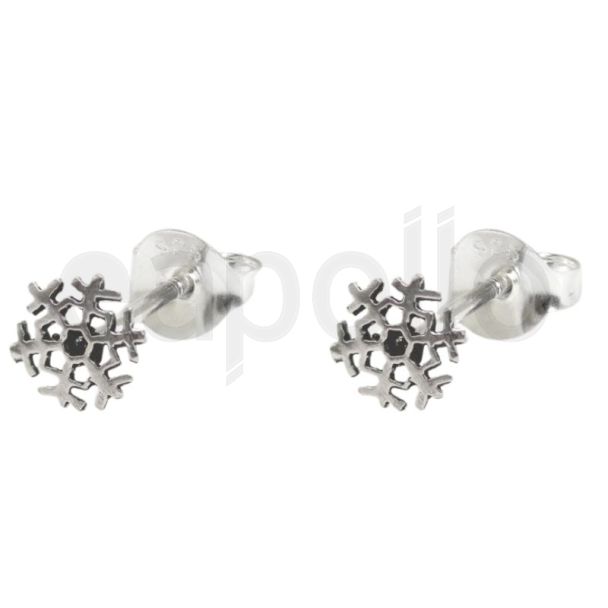 Sterling Silver Snowflake Ear Studs