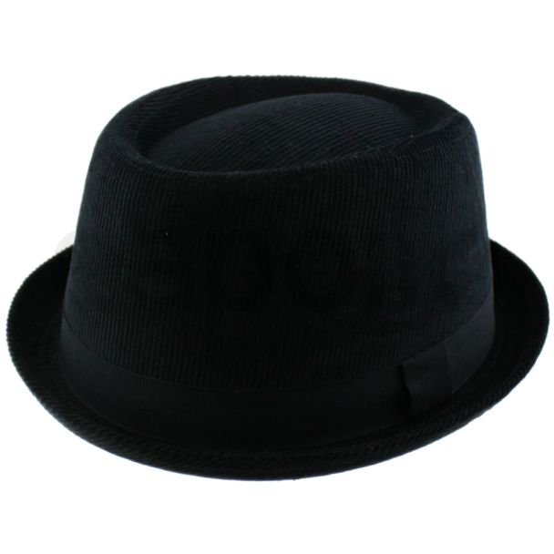 Velvet Trilby with a Ribbon - Black